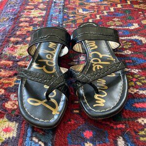 Sam Edelman Bernice Slide Sandal Black Croc leather 7